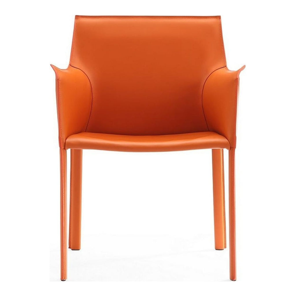 Coral Orange Leather Arm Chair (Set of 2) B9006