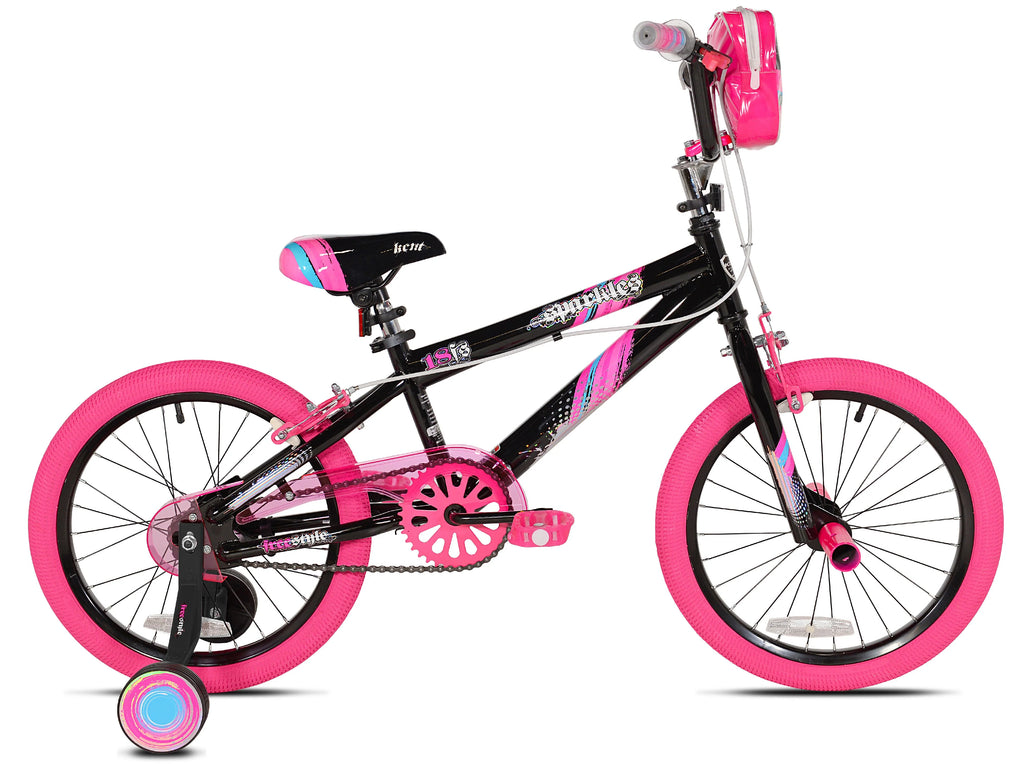 18 inch Girl's Sparkles Bicycle, Black and Pink U703