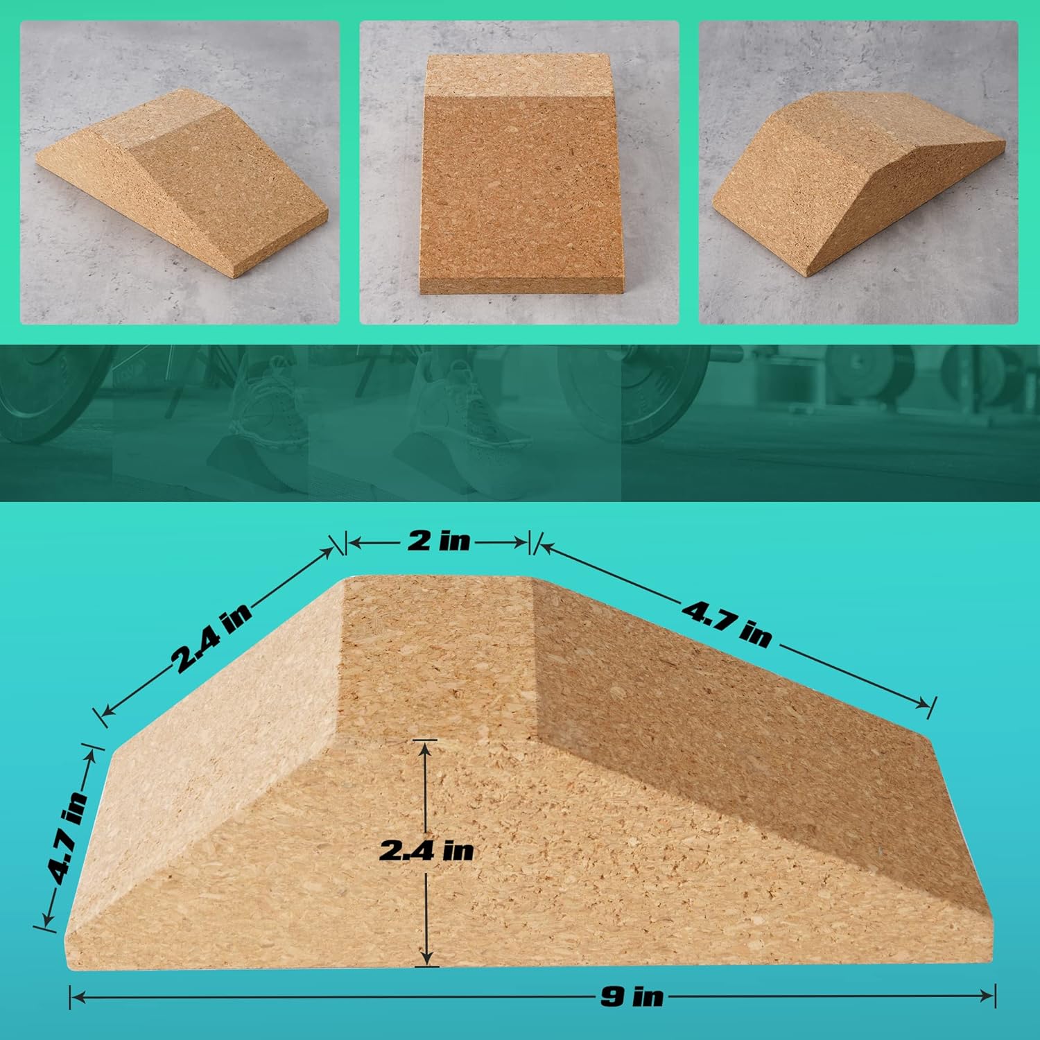 Cork Squat Wedge Block 2 Pack Non Slip Slant Board G521595