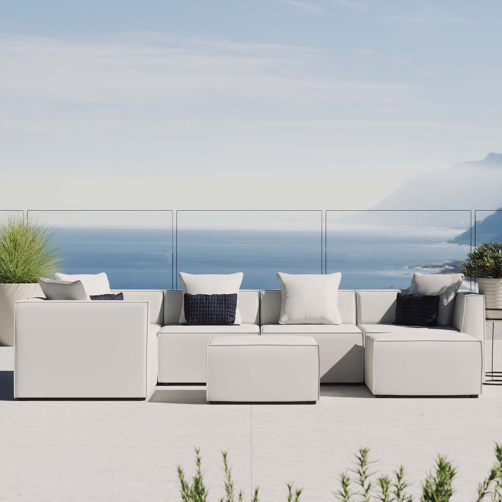 7-Piece White Upholstered Sectional Sofa G959