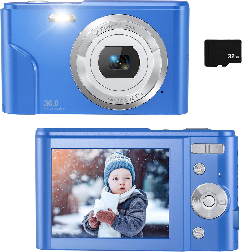 36MP Full HD 1080P Rechargeable Children's Camera with 32GB SD Card (Purple) N5256