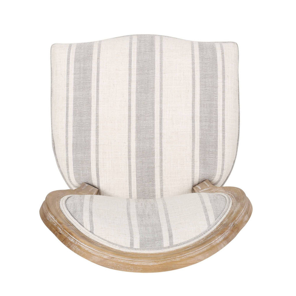 Dining Chair Set of 4 Gray Stripes Light Beige Natural U26032