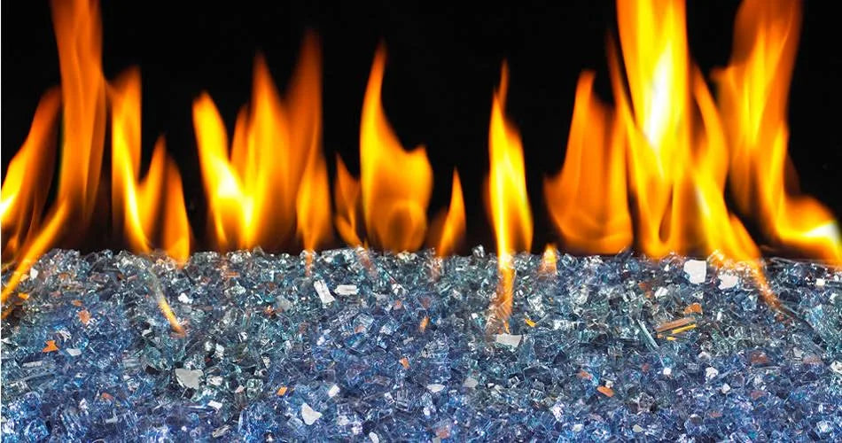 24x22 Carribean Blue Fireplace Fire Glass W568