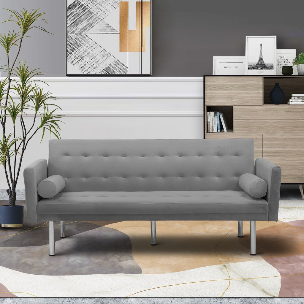 Pink Velvet Convertible Sofa Sleeper Sofa I9233