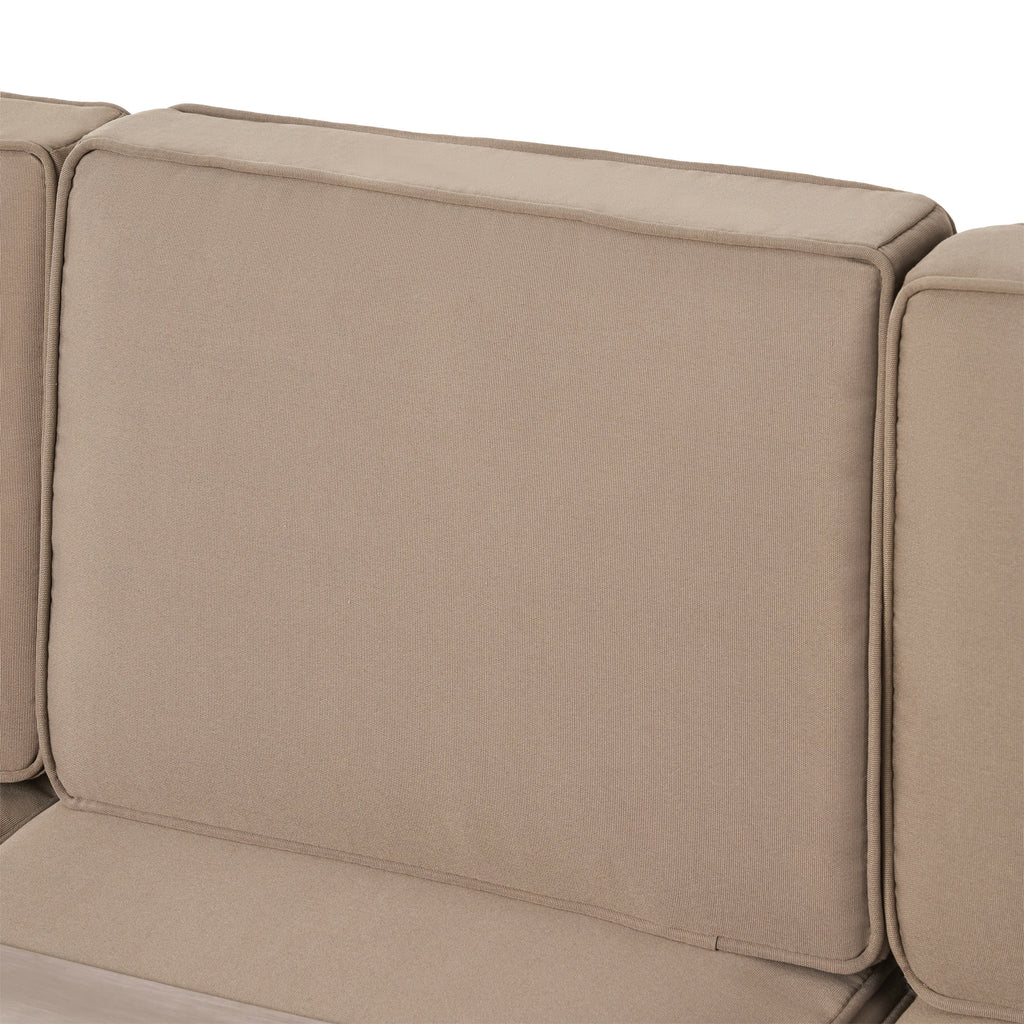 6 Seater Aluminum Sofa and Ottoman Set with Side Tables, Silver and Khaki K819306