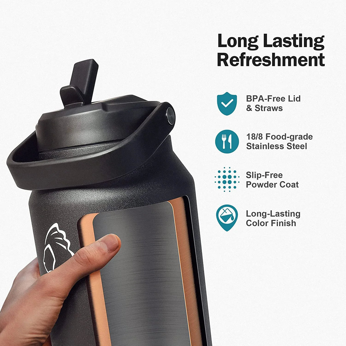 64oz Insulated Stainless Steel Water Bottle with Straw Lid Q549881