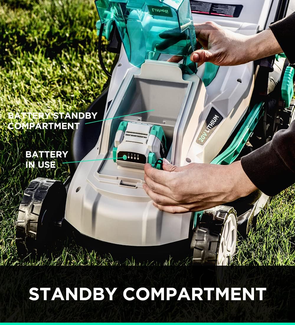 Cordless 13 Inch Lawn Mower with Brushless Motor, 4.0Ah Battery & Charger T7156