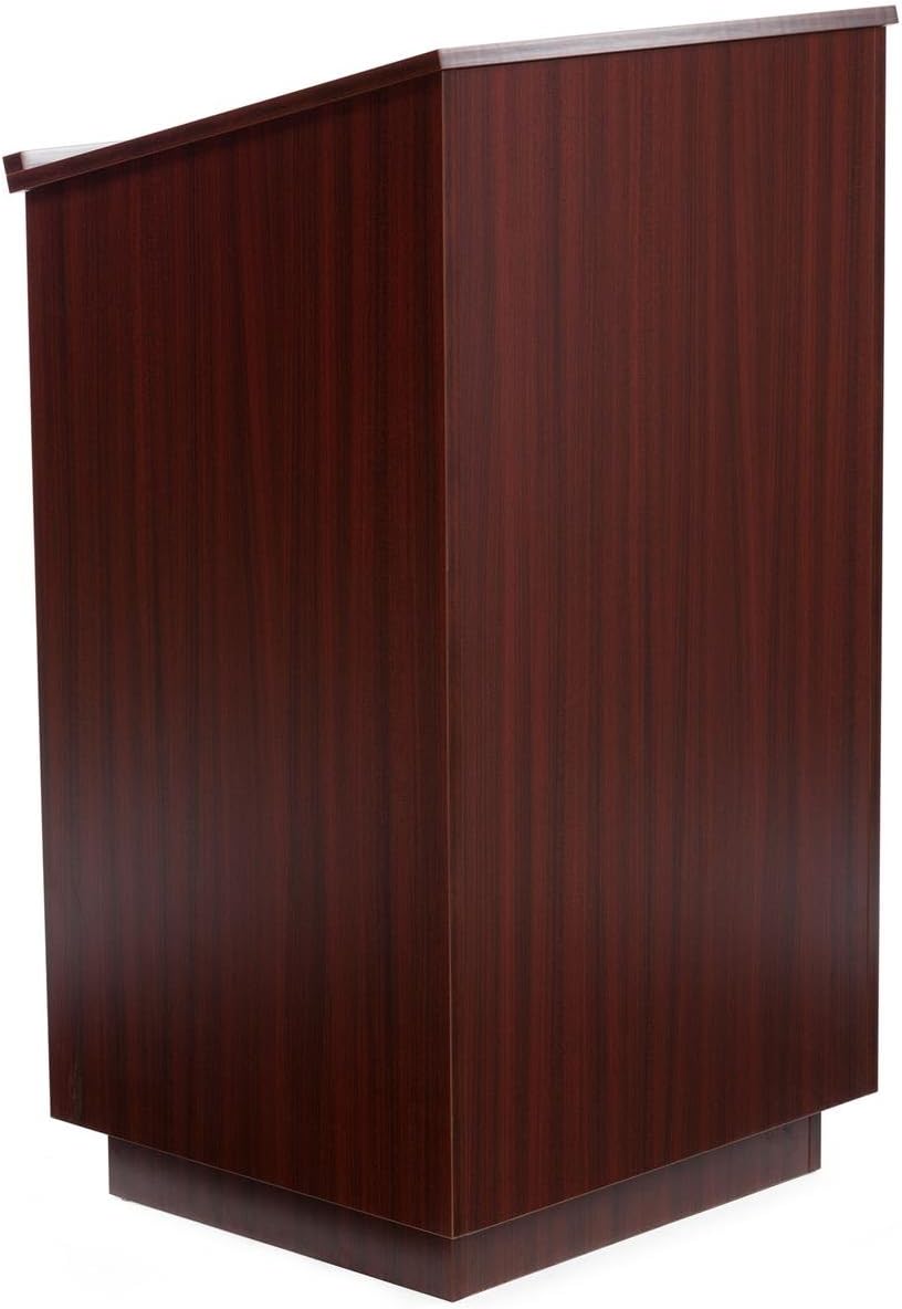 Black Tall Podium with Locking Cabinet and Shelf B5489
