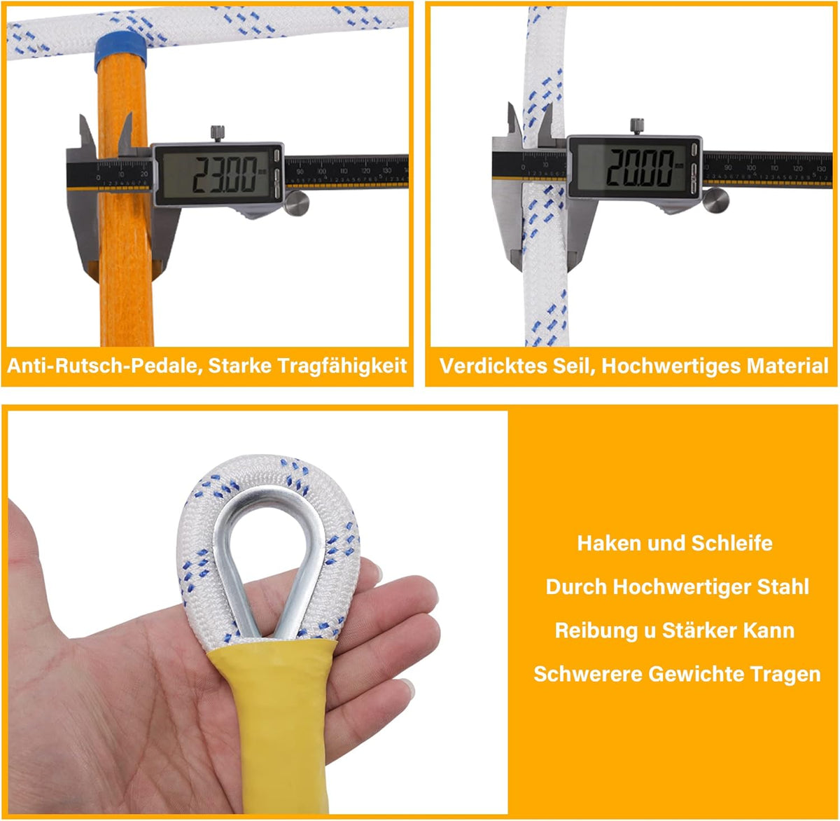 Emergency Fire Escape Ladder Flame Resistant Safety Extension Rope Ladder with 2 Hooks, 2M / 6.6FT E274100