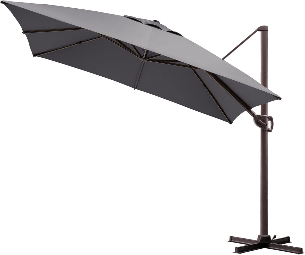 11FT Square Black Offset Cantilever Patio Umbrella with Aluminum Pole W7215