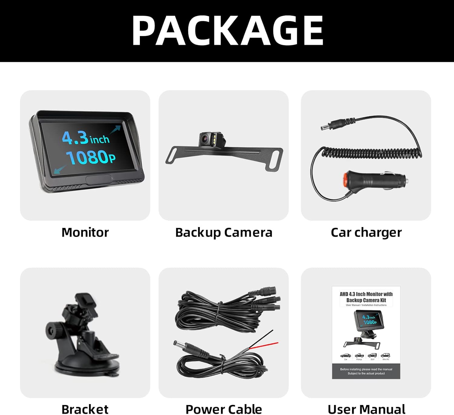 1080P Backup Camera with Monitor Kit Waterproof Night Vision S1491