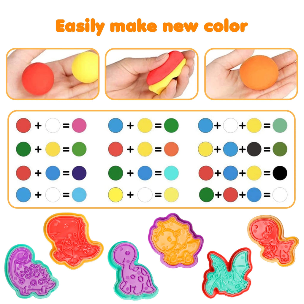 22 Pcs Play Dough Set with Dinosaur Molds M10386