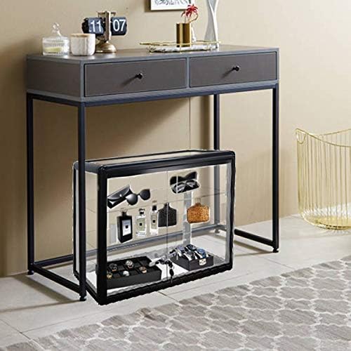 Black Tempered Glass Display Showcase with 2 Shelves B500191