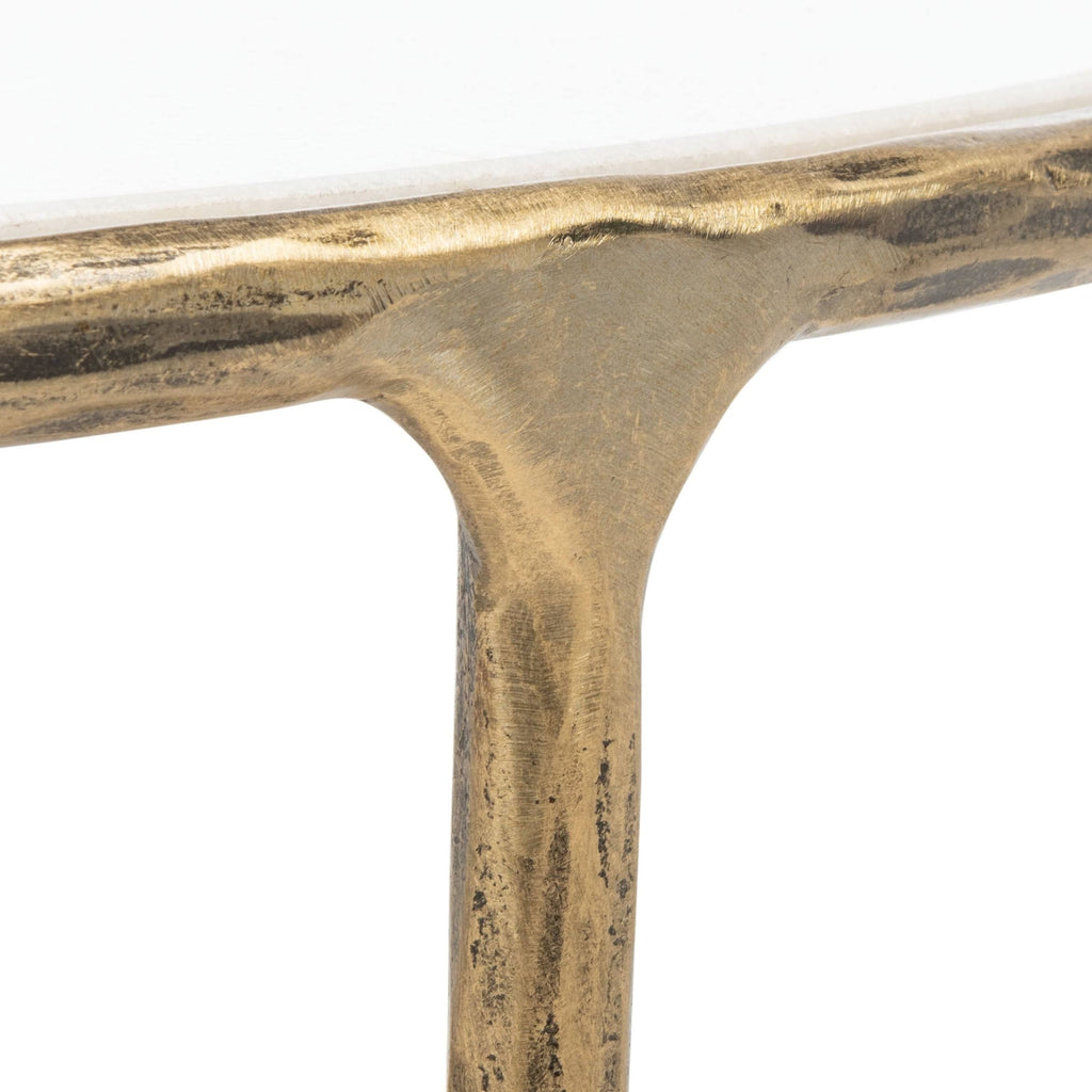 Brass and White Round Metal Coffee Table C3649
