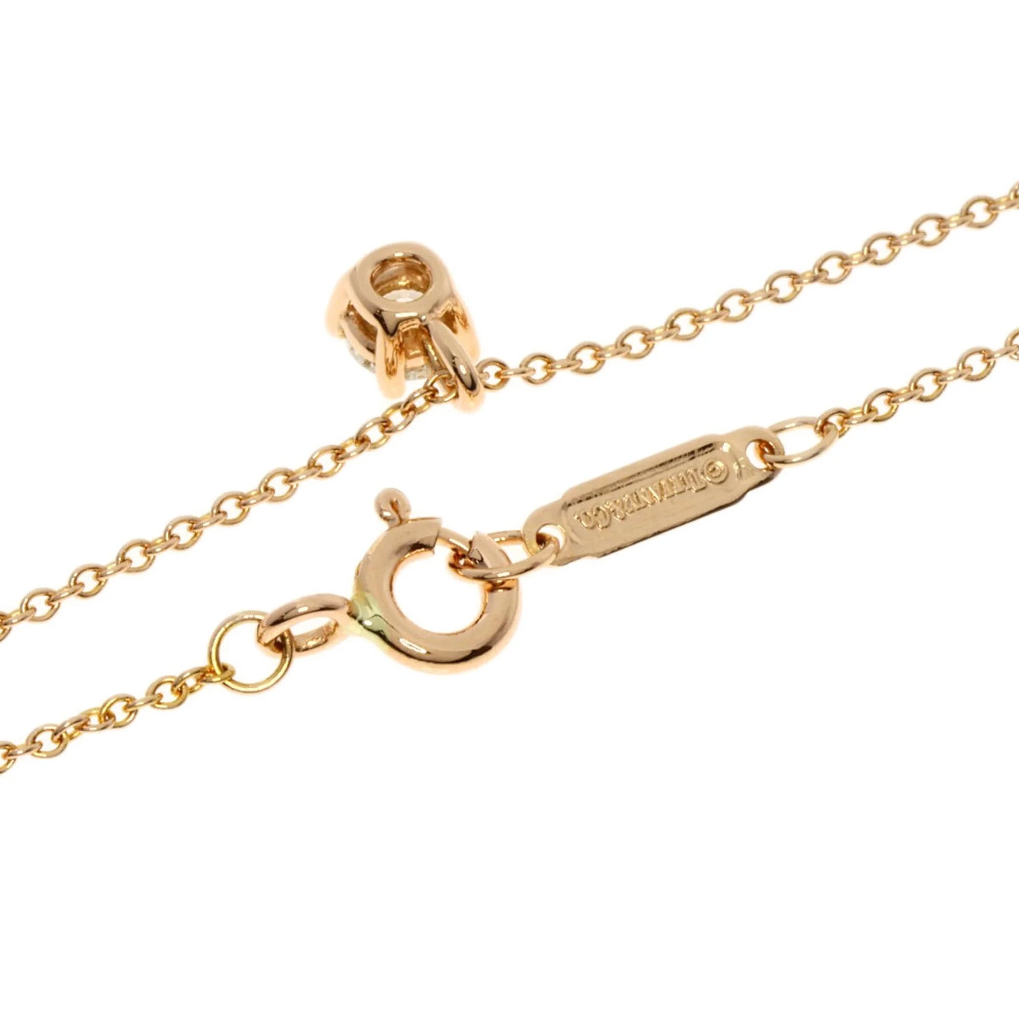 Tiffany Solitaire Diamond Necklace K18 Pink Gold A643
