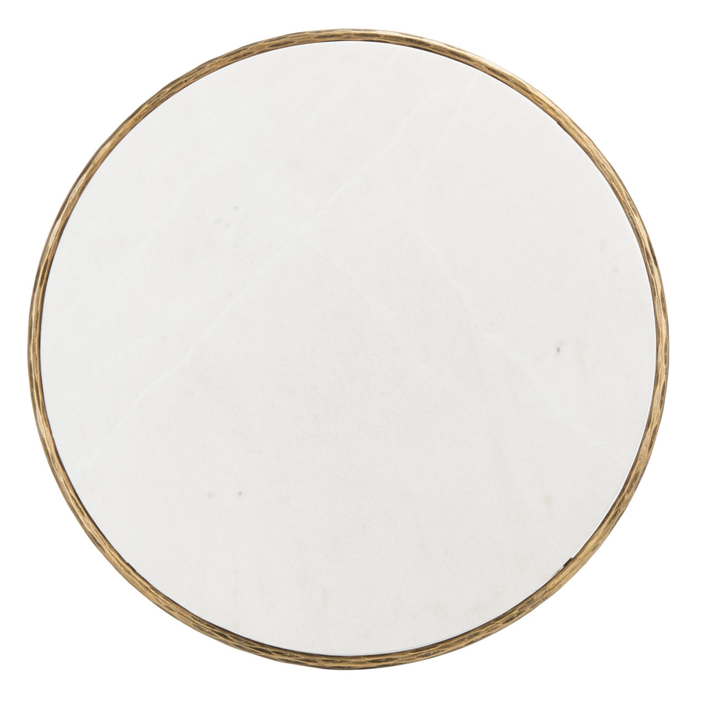Brass and White Round Metal Coffee Table C3649
