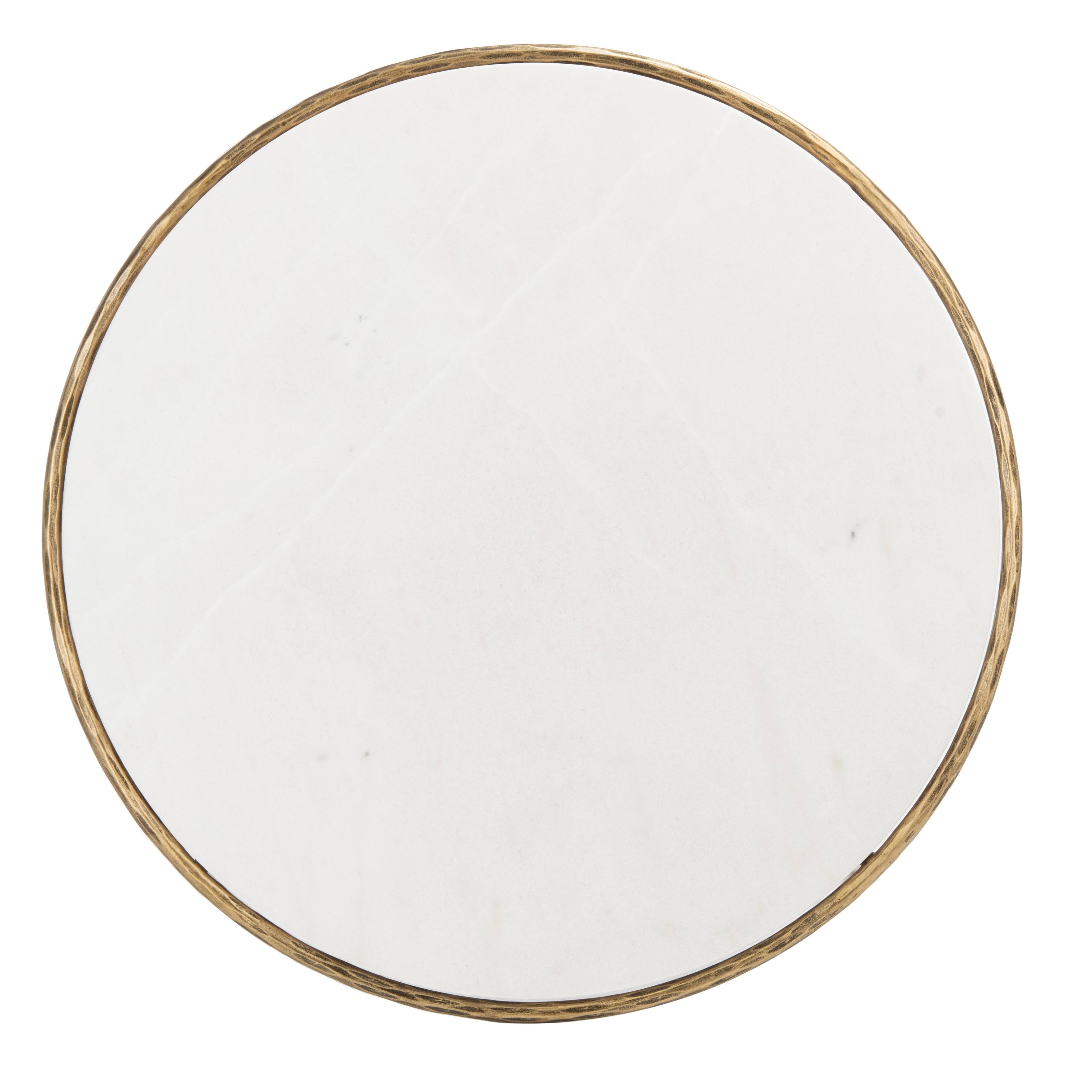 Brass and White Round Metal Coffee Table C3649