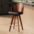 Dark Walnut Wood Swivel Stool with Backrest Footrest T7815