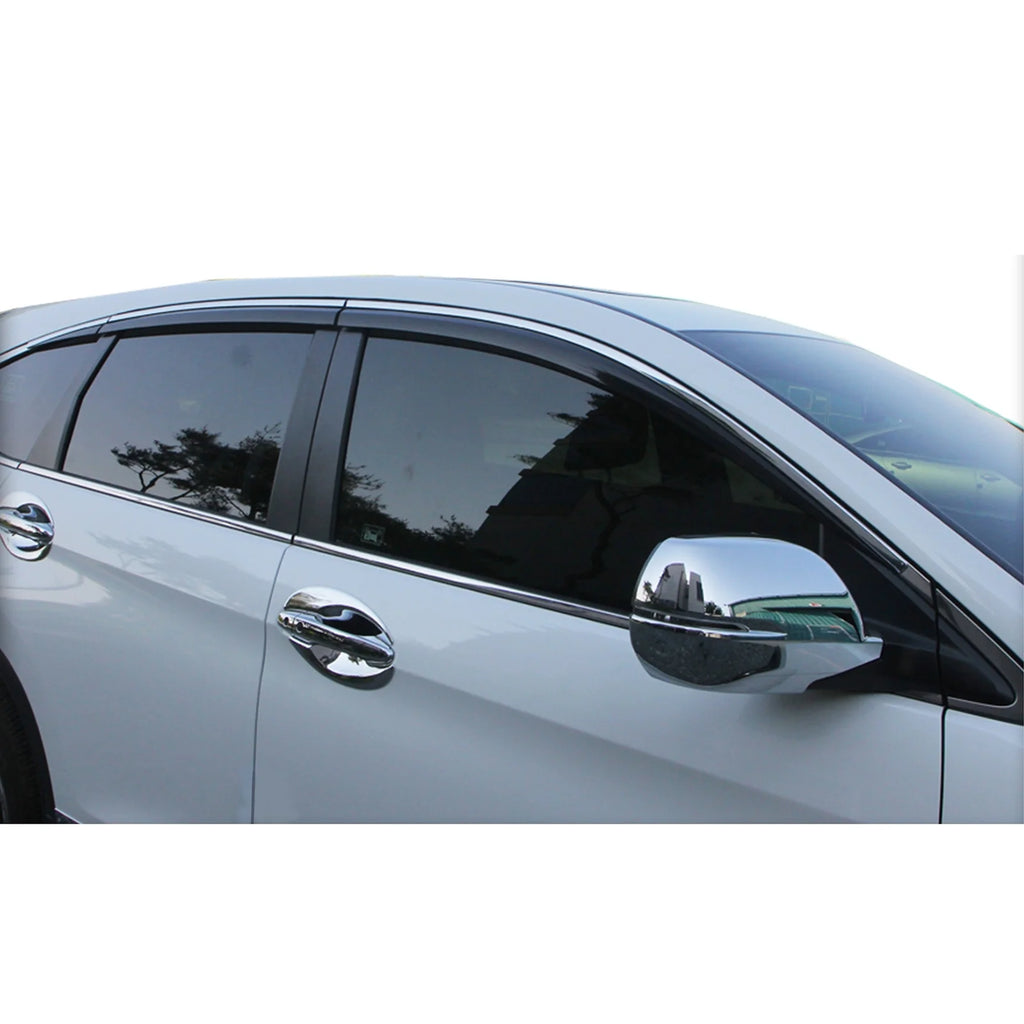 6PCS ABS Black Window Visors with Chrome Trim Y4165