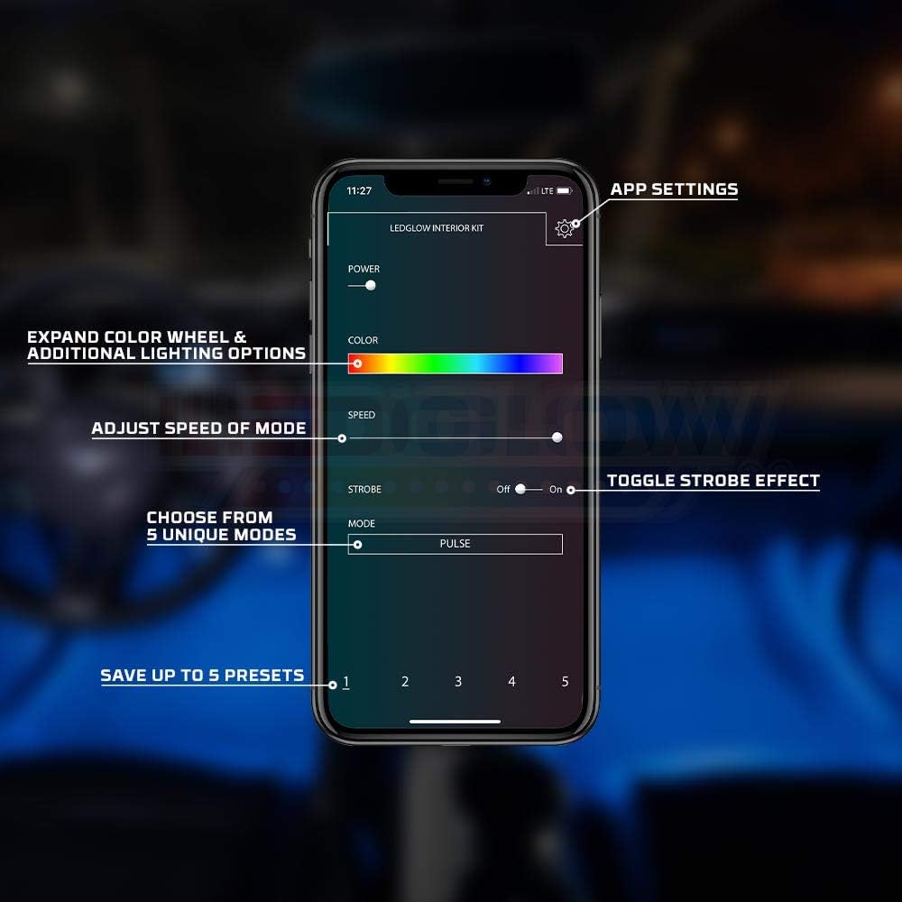 8pc Bluetooth Multi-Color LED Interior Lighting Kit B5668