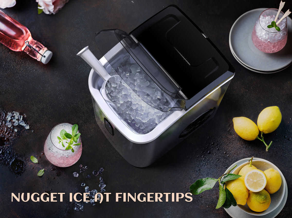 Stainless Steel Countertop Nugget Ice Maker, 33 lbs Daily Output, Self-Cleaning O8479