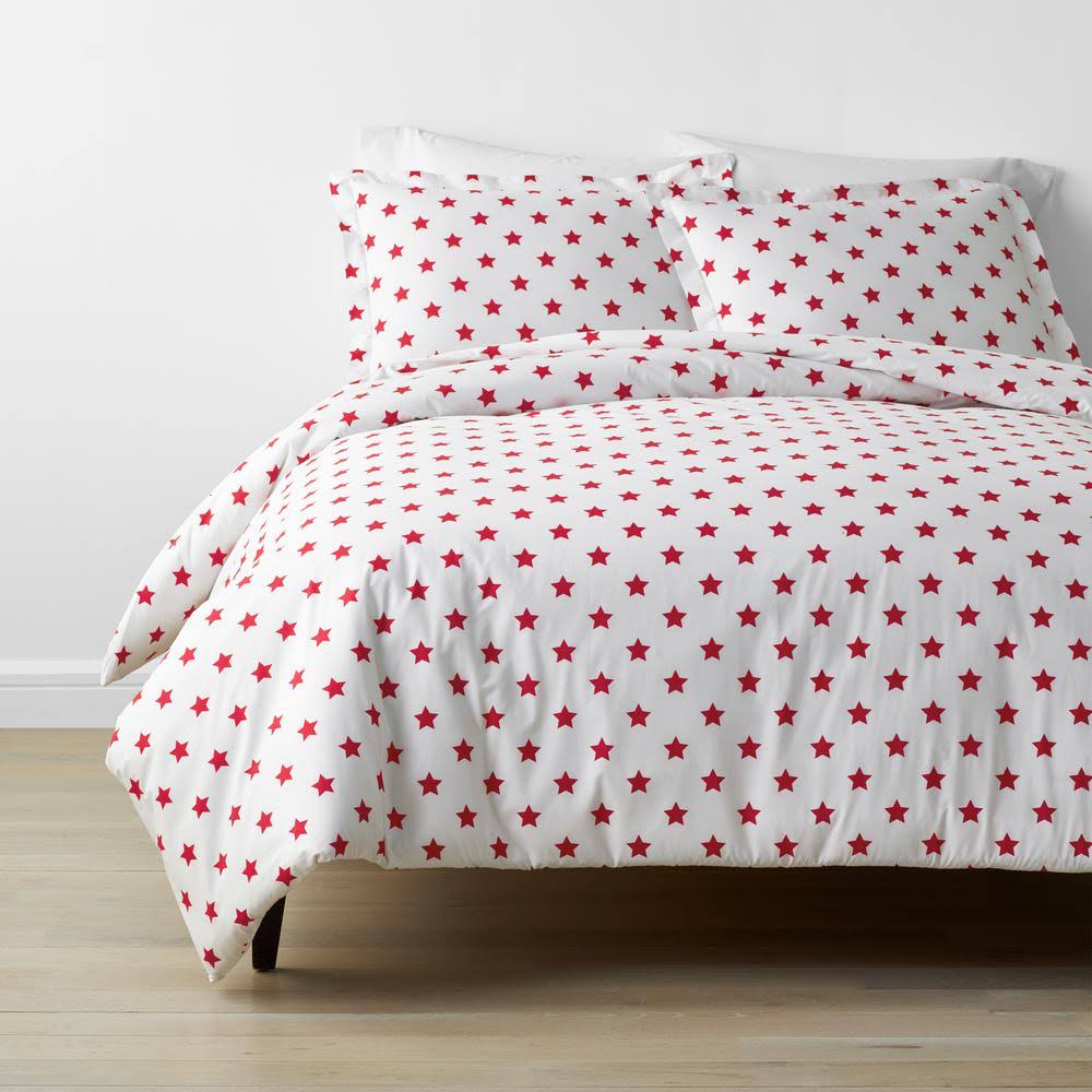 Red Organic Cotton Queen Duvet Cover Set S909