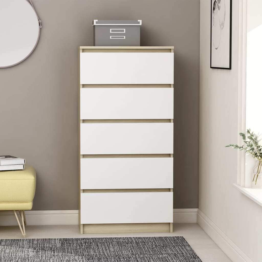 White 23.6 Chipboard Drawer Sideboard F5514