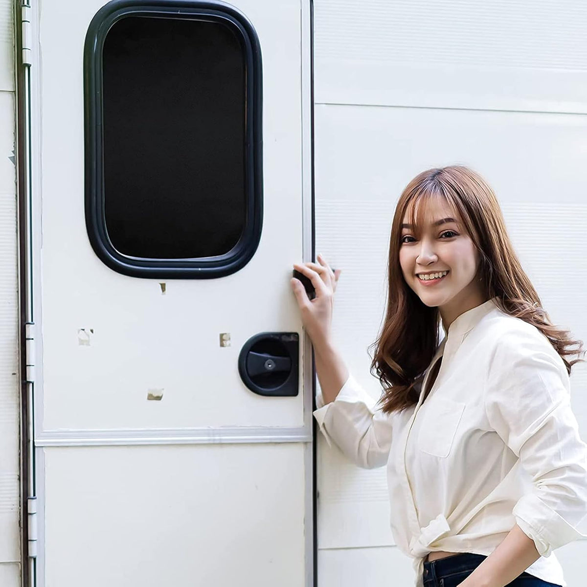 RV Door Window Shade Cover 25 x 16 Inch, 16 x 16 Inch with 8 Suckers Pack of 2 J830