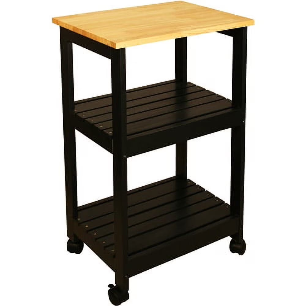 Black Utility Kitchen Cart with Open Storage P476