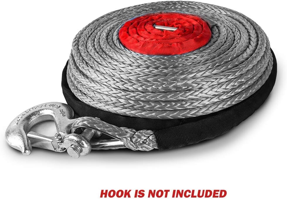 3/8" x 100ft Dyneema Synthetic Winch Rope with Hook N7322