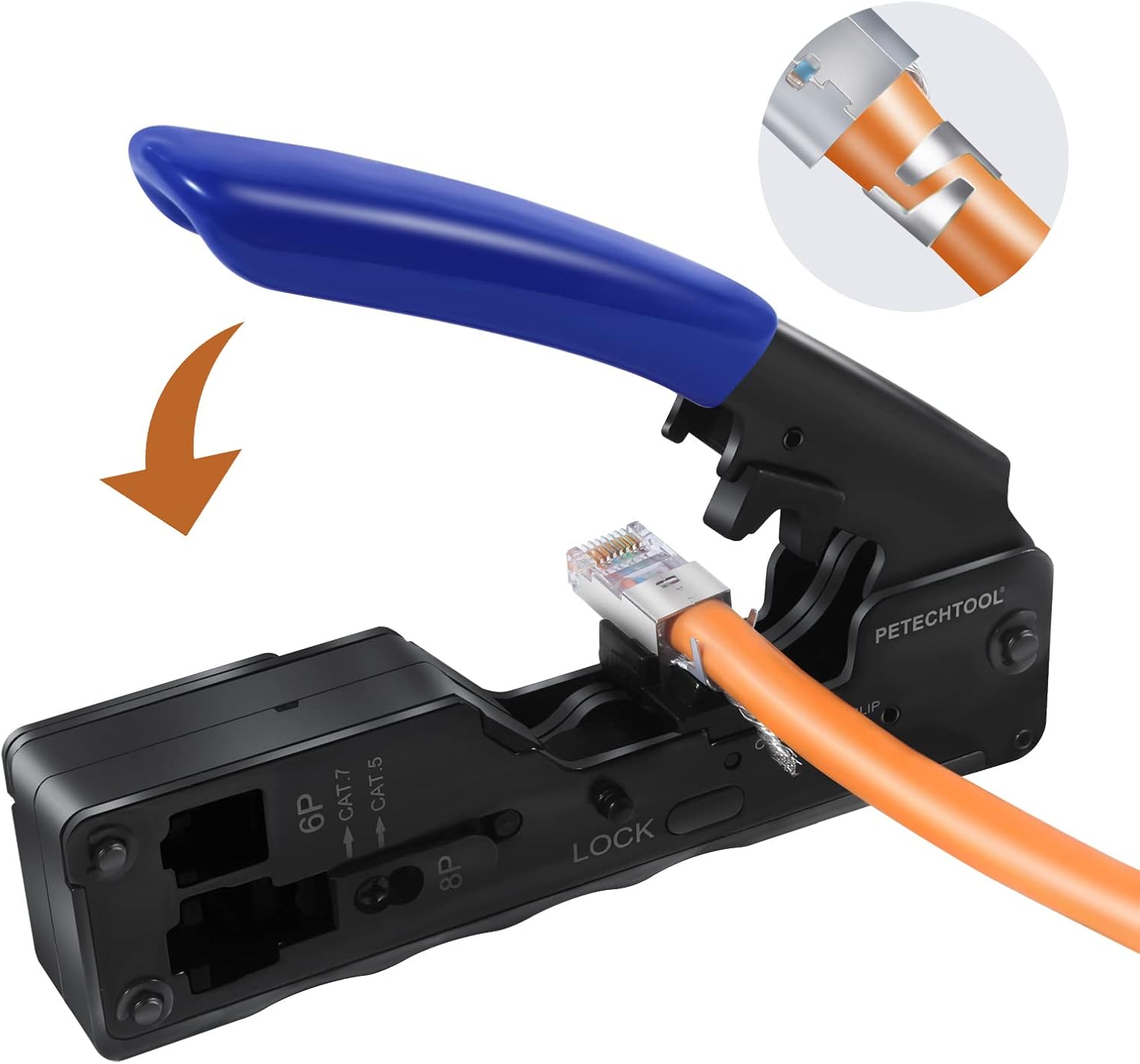 RJ45 Crimp Tool Ethernet Crimping Tool Wire Cutter Crimper For Cat7 Cat6a Cat6 Cat5e Pass Through Connectors W576