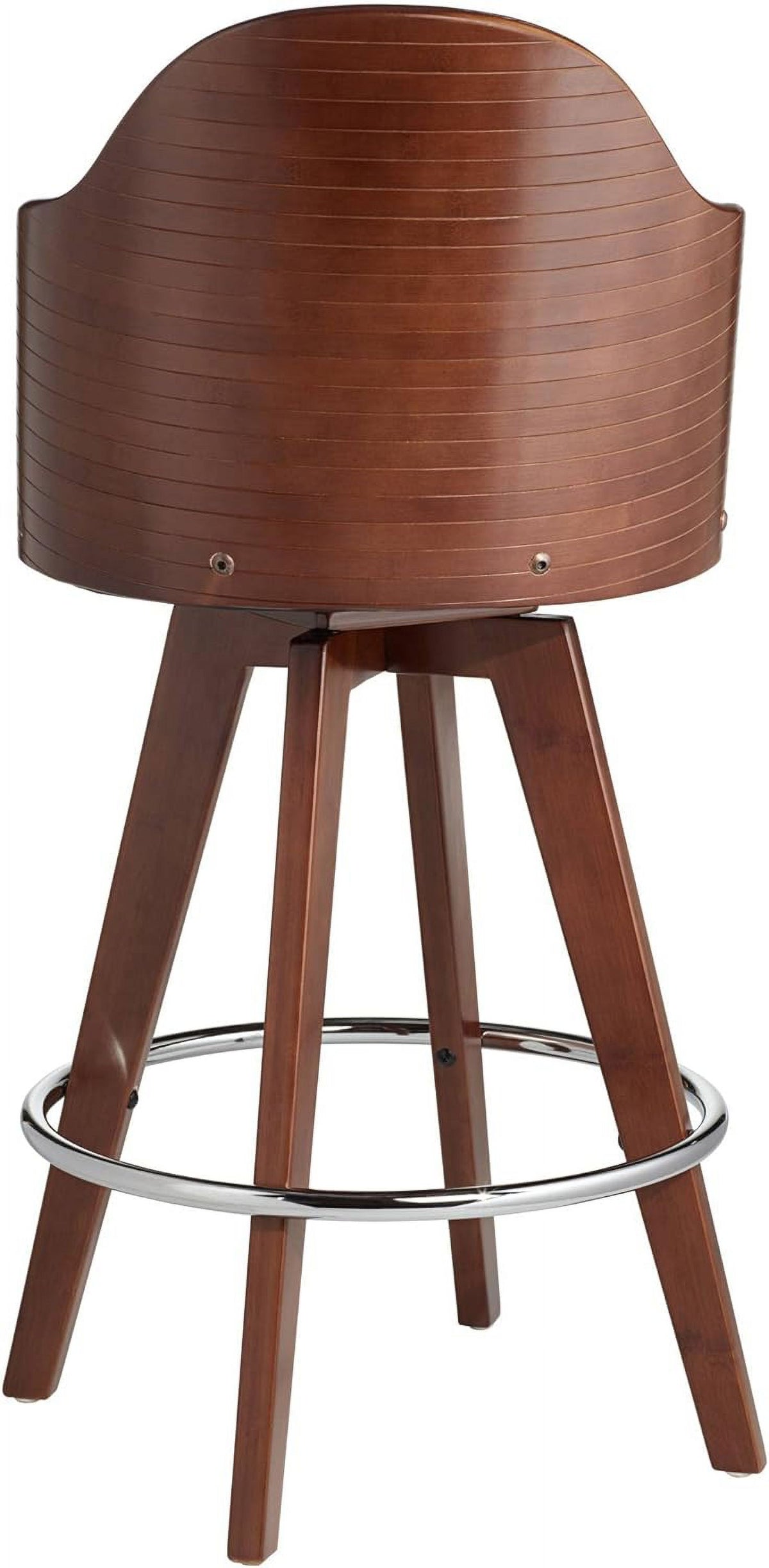 Dark Walnut Wood Swivel Stool with Backrest Footrest T7815