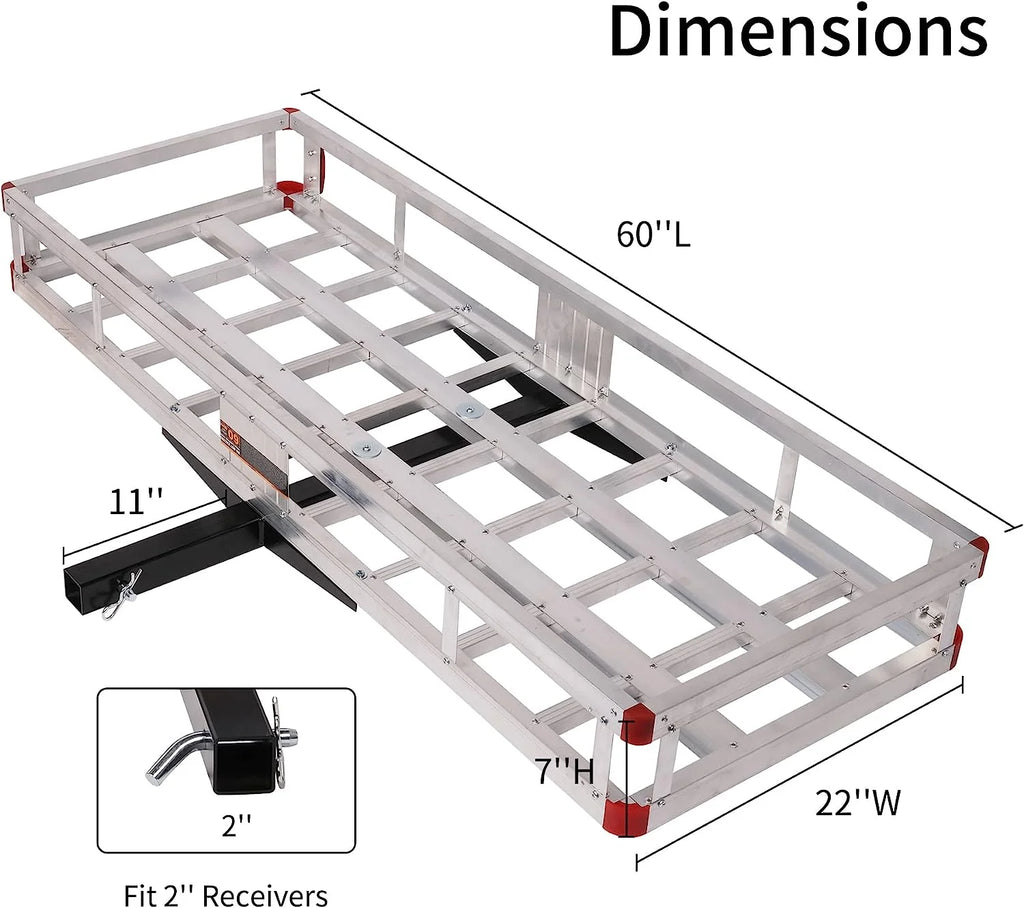 Aluminum Trailer Hitch Cargo Carrier 500lbs Capacity 60 X 22 Inch T6633