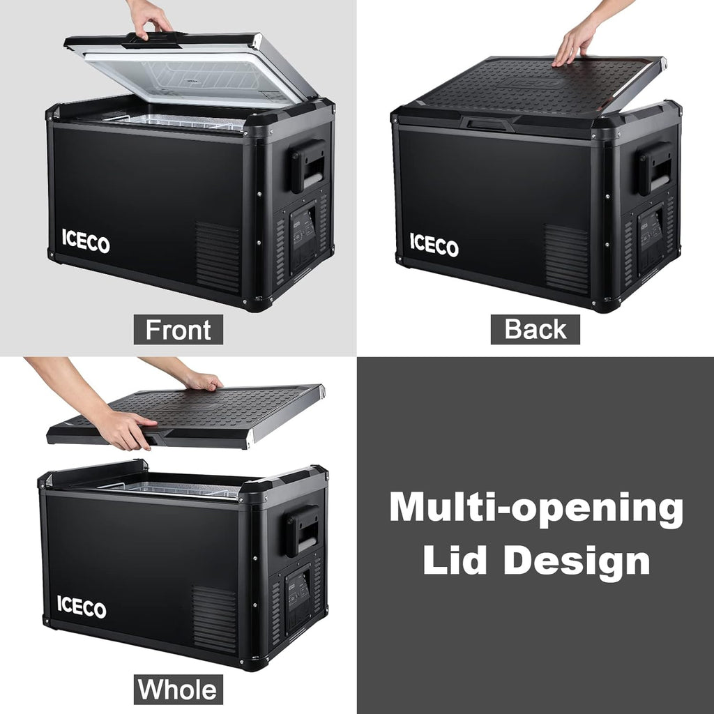 Portable Refrigerator, 60L Steel Compact Refrigerator, Dual USB & DC 12/24V, AC 110-240V R2816