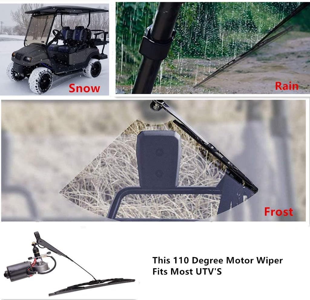 12V Universal Electric Windshield Wiper Motor Kit with 15.7" Blade Pack of 2 T8364