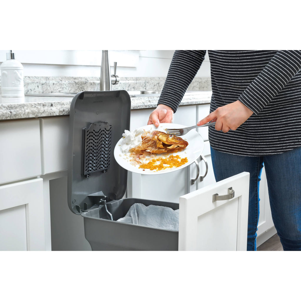 Aluminum 35 QRT Waste Container Pull-Out with Green Compost Bin X885849