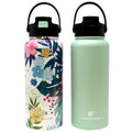 Mint/Floral Double Wall Stainless Steel Bottle Set of 2 F101523