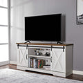 Distressed White Wood TV Stand with Sliding Barn Door U783043