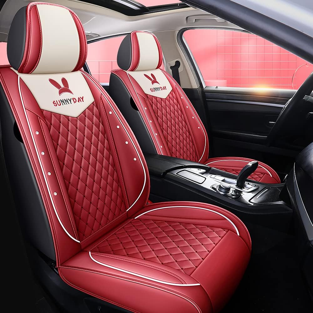 Pink PU Leather Car Seat Covers Full Set A577556