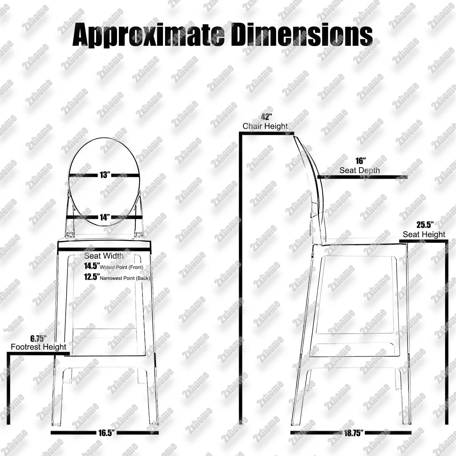 Set of 4 White Plastic Bar Stool Counter Height with Back P842617