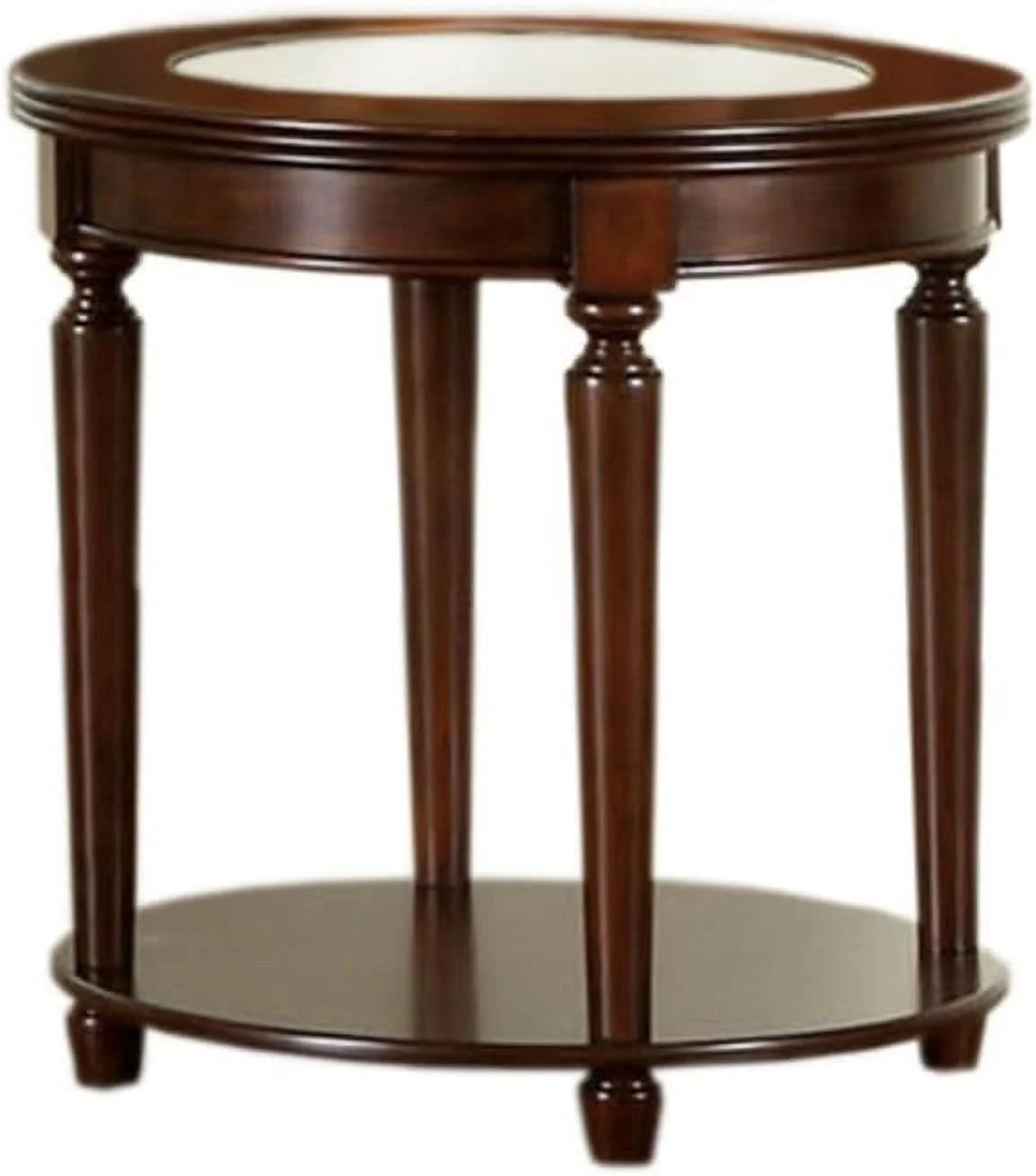 Dark Cherry Round Glass Top End Table C2466