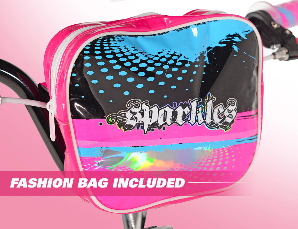18 inch Girl's Sparkles Bicycle, Black and Pink U703
