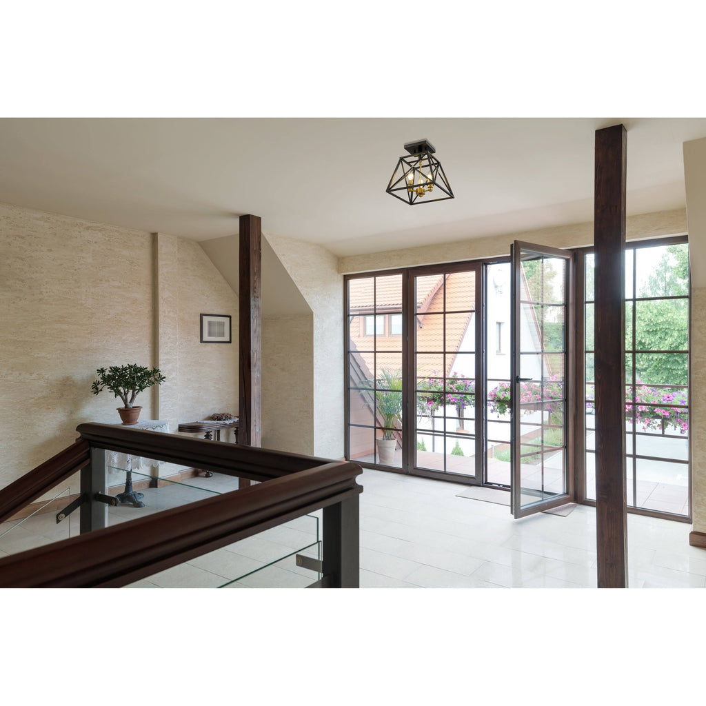 3 Light Semi Flush Mount Matte Black Olde Brass Y553333