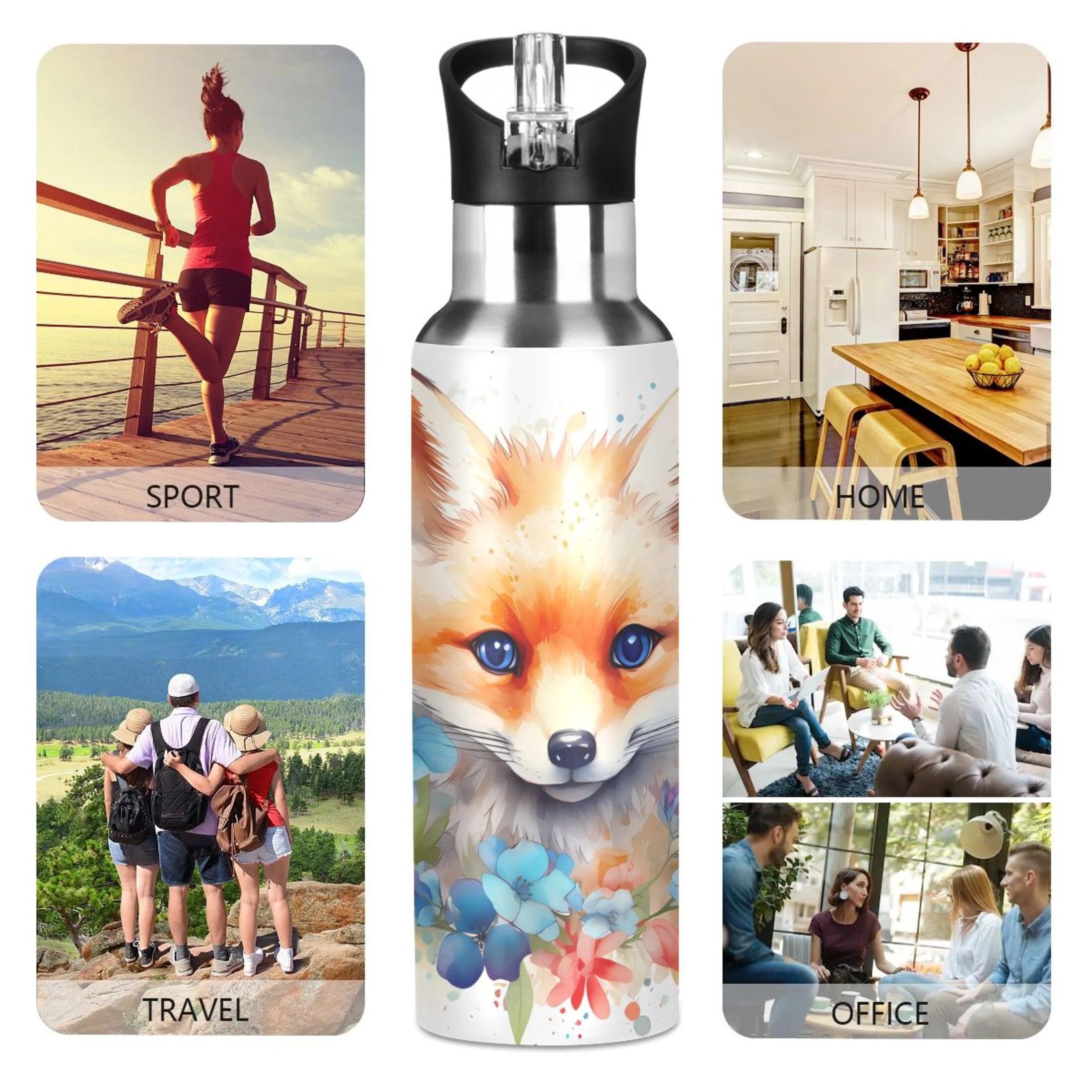 Stainless Steel Insulated Water Bottle with Straw Lid S711918