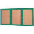 36x22 x 60x22 Enclosed Hinged Locking 2 Door Powder Coated Green Outdoor Bulletin Board Cabinet Q3975