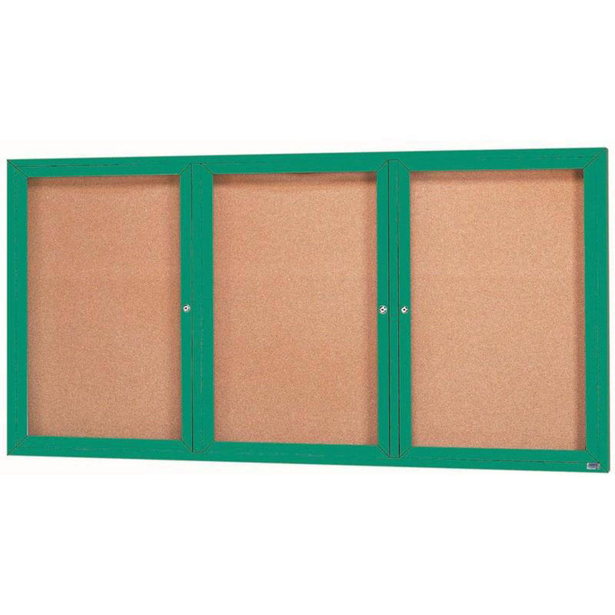 36x22 x 60x22 Enclosed Hinged Locking 2 Door Powder Coated Green Outdoor Bulletin Board Cabinet Q3975