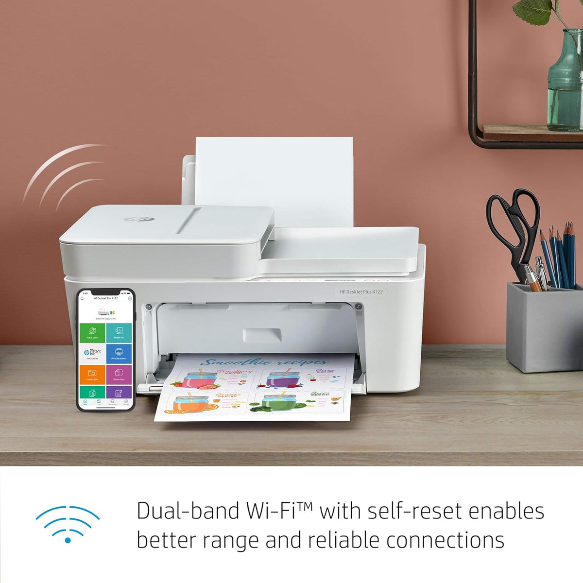 HP DeskJet Plus 4122 All-in-One Printer, Wireless Printing, Instant Ink Ready, Renewed V1003