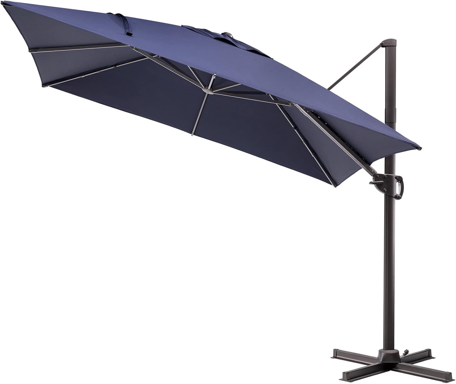 11FT Square Black Offset Cantilever Patio Umbrella with Aluminum Pole W7215