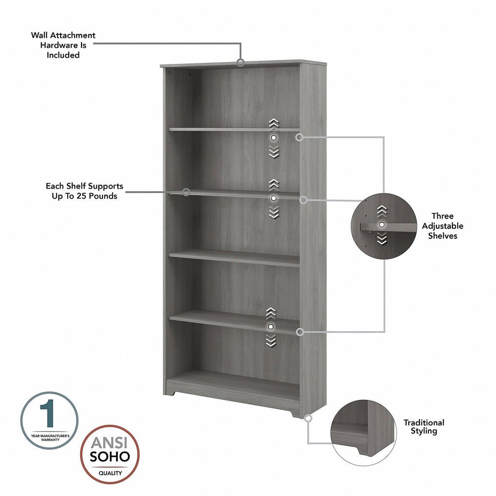 5 Shelf Bookcase in Modern Gray L844