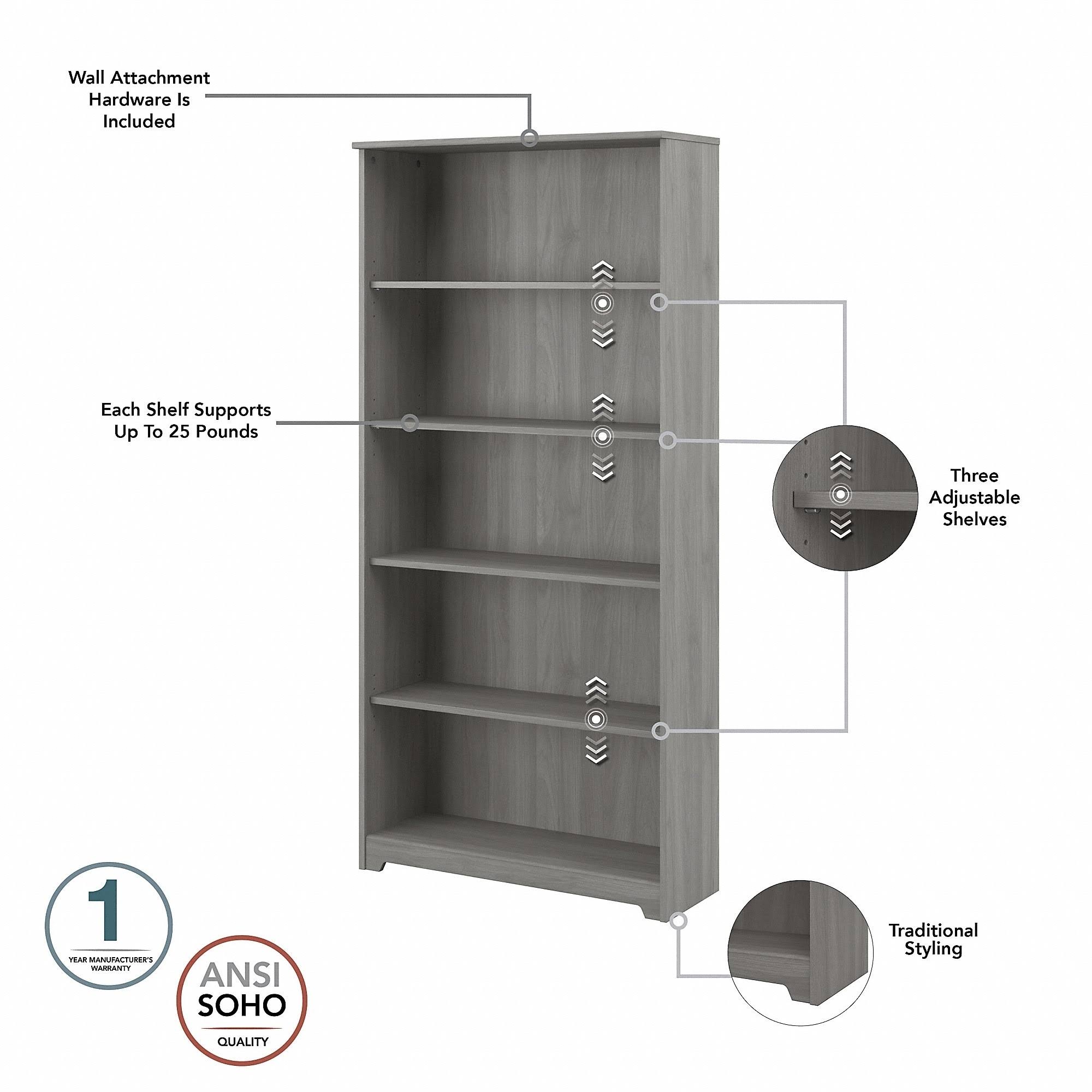 5 Shelf Bookcase in Modern Gray L844